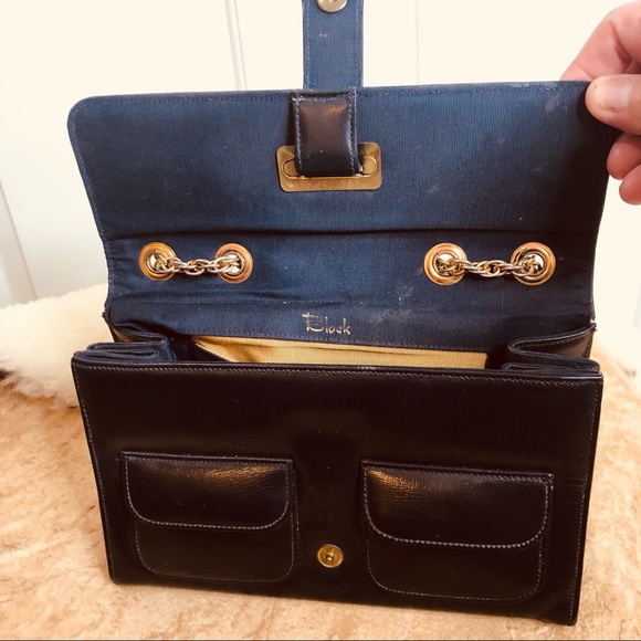 Vintage Block Navy Blue Adjustable Chain Handle Bag Size Small - Picture 7 of 15